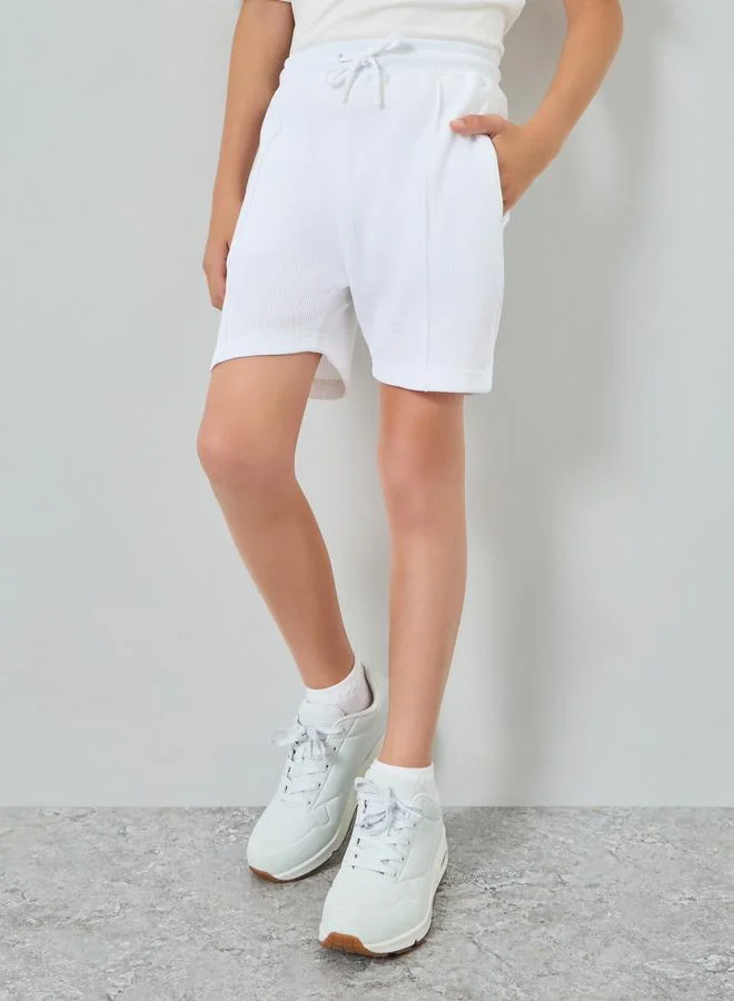 Styli Kids Off White Cotton Knit Shorts